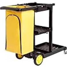 Cleaning Trolleys on sale Amazon Basics Cleaning Cart with Zipper Bags and 2 Shelves Black Yellow