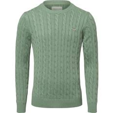 Gant Cotton Cable Crew Neck Pullover Kalamata - Green