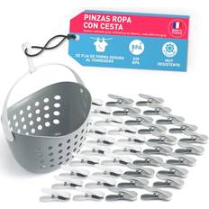Clothespins culiclean Clothes Pegs Washing Line Basket Soft Clips - White