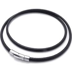 Leather Necklaces Jojomino Men's Necklace - Chain - 3mm Cord - Black/Silver
