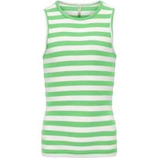 Grøn Toppe Kids Only Tanktop Paradise - Grøn/Cloud Dancer Striber