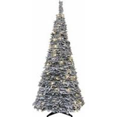 East 5Ft Pre-lit Frosted Snowy Pop Up Holly White Christmas Tree