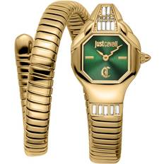 Just Cavalli Klockor Just Cavalli Reloj De Cuarzo De Acero Y Cristales Checos Brillante Snake Dorado Y Verde