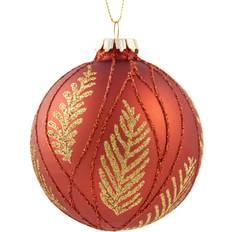 Orange Christmas Decorations Glitter Leaf Detail Bauble Amber Orange Christmas Tree Ornament