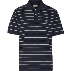 Gant Vita Pikétröjor Gant Striped Ss Polo - Marinblå