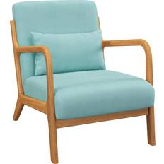 Loungestühle Homcom Lounge-Sessel Mit Massivholzrahmen Blauer Samtstoff Loungestuhl