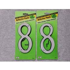 White Facade Numbers Hy-Ko House Address Number 8 White Reflective Plastic 4 Inches Tall 2 Pack