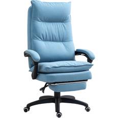 Vinsetto Ergonomisk Med Massagefunktion Fotstöd Blå Linne Kontorsstol