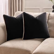 Cushion Covers OHS 2 Pack Matte Velvet Piped Edge Covers 45 x 45 cm - Monochrome Cushion Cover (45x45cm)