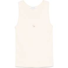 Beige Tank Tops Maison Kitsuné Baby Fox Patch Ribbed Tank Top - Beige