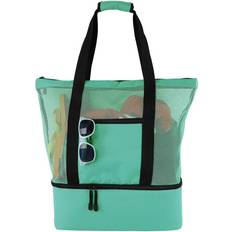 Green Beach Bags HKHBJS Storage Bag Double-layer Mesh Beach Picnic Bag - Green