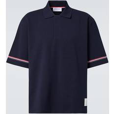 Thom Browne RWB Stripe Cotton Polo Shirt - Blue