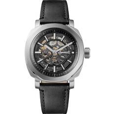 Ingersoll Men Wrist Watches Ingersoll Outrider Men's Automatic Black Skeleton Dial Black Leather Strap Watch