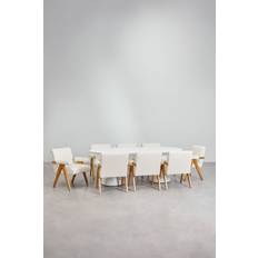 Dining Sets Sklum De Mesa De Ovalada 220 x 95 cm En Cemento Noemi Y Dining Set