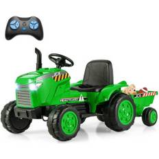 Elbil traktor Cwy 2 i 1 Elektrisk Traktor För Barn Med Släp & Fjärrkontroll Elleksaksbil Grön