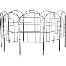 Metal Fences Living and Home Arched Top 2 x 1ft 10 Pack Black Metal Garden Fence Panel