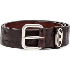 Diesel Brown Accessories Diesel Ceinture En Cuir Froissé Avec Plaque À Logo - Marron