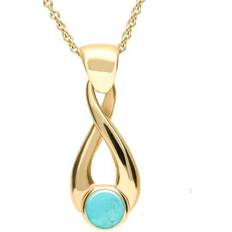 Men - Yellow Necklaces C W Sellors 9ct Yellow Gold Turquoise Eternity Loop Necklace - Yellow Gold