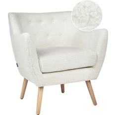 Beliani Vintage Upholstered Accent Chair Boucle White Drammen Armchair