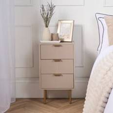 Bedside Tables OHS Ribbed 3 Drawer Wood Bedside Table