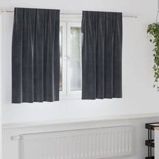 vidaXL Mørklægningsgardiner Med Top Tape 2 Stk Mørkegrå Velour