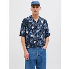 Herr - Viskos Skjortor Jack & Jones Jjejeff Tropical Aop Resort Shirt Blå