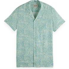 Gröna - Unisex Skjortor Scotch & Soda Aop Short-Sleeved Regular Fit Viscose Shirt Blå