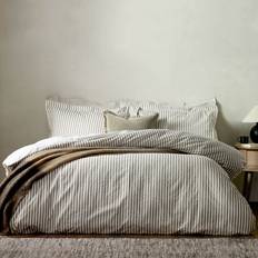 Brown Bed Linen Yard Hebden Melange Stripe Set - Duvet Cover Brown