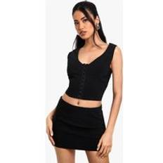 Corsets boohoo Womens Bengaline Hook And Eye Bust Detail Corset - Black