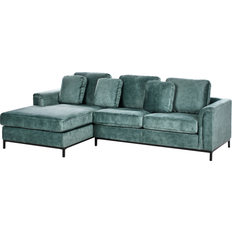 Beliani Modern Corner L-Shape Couch Water-Repellent Teal Blue Sofa