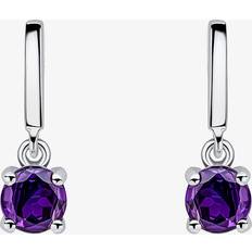 Purple - Women Earrings Sterling Silver Purple Amethyst Dropper Earrings E6487M