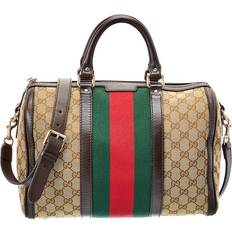 Gucci Handbags Gucci Gg Canvas Medium Web Boston Bag - Brown
