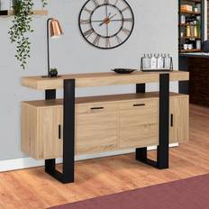 Armoires IDMarket Phoenix XL 4 Portes Bois Et Noir 140 cm Buffet