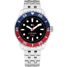 Tommy Hilfiger Børn Armbåndsure Tommy Hilfiger Damen Uhr 1720048 Edelstahl schwarzes Zifferblatt