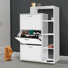 IDMarket Meuble À Chaussures 3 Portes Avec Étagère Blanc Range-chaussures