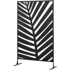 Black Screenings OutSunny Decorative Privacy Screen with Stand 6.5FT Freestanding Metal Outdoor Divider