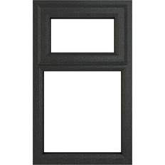 Window Shutters Crystal uPVC A Rated Top Hung Opener Over a Fixed Light 610 x 1115mm Clear- Grey External/White Window Shutter