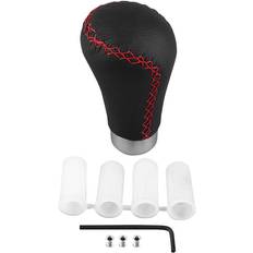 Girspakkuler Neoglint Universal Gear Shift Knob Shift Level Stick Head W 4 Adapters Black Leather Red Stitches
