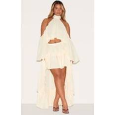 PrettyLittleThing Shape Cream Chiffon High Tiered Maxi Skirt - White