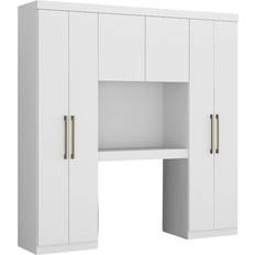 Armadi Vente-unique A Ponte 6 Ante Con Scomparti L.200 cm Bianco Armadio