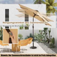 Northix Parasoll Med Solenergi LED-Belysning 2,7 M Beige