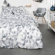 Textiles Today Parure 2 Personnes Imprimé 240x260 cm Bleu Linge de Lit Blanc