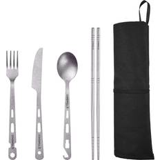 Tomshoo 12 Pcs Ti Tableware Camping Fork Spoon Cutter Chopsticks Ultra Light Outdoor Cutlery Set