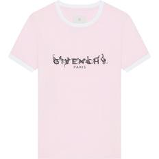 Givenchy Women's Paris Slim Fit T-Shirt with Leopard Print - Pale Pink/White