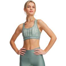 Fitness & Gym - Green Bras Under Armour Crossback Printed Women's Sports Bra - Silica Green/Hydro Green