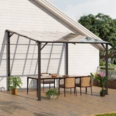 3 x 3m Lean to Aluminium Pergola with Polycarbonate Roof - Grey