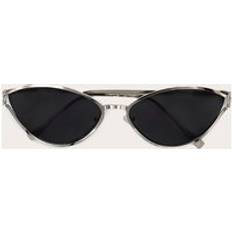 PrettyLittleThing Silver Metal Frame Black Lens Cat Eye Sunglasses - Grey
