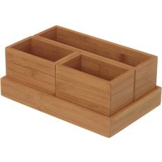 Badrumstillbehör BigBuy Home Organizer Da Bagno In Bambù In Colore Naturale In Set Di 4 Pz