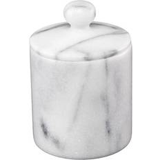 Spa Marble Cotton Ball Swab Holder 3.75 in Natural White