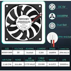 Aihontai 5V Ball 2P-XH2.54 2pcs 80mm 5V USB 80x80x10mm 8cm 5V 12V 24V 8010 2pin 3pin